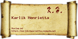Karlik Henrietta névjegykártya